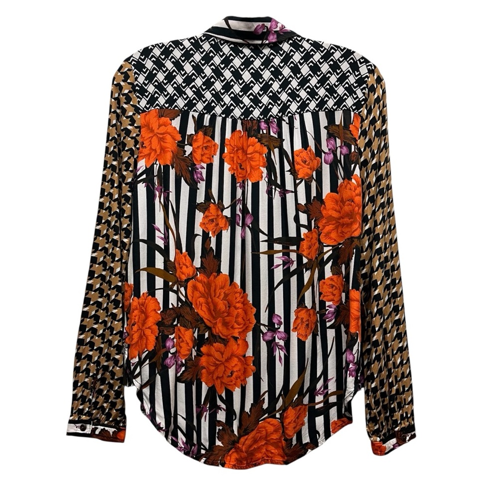 Maeve by Anthropologie The Paz Button Down Shirt Mix Print Novelty X-Small - Picture 3 of 11